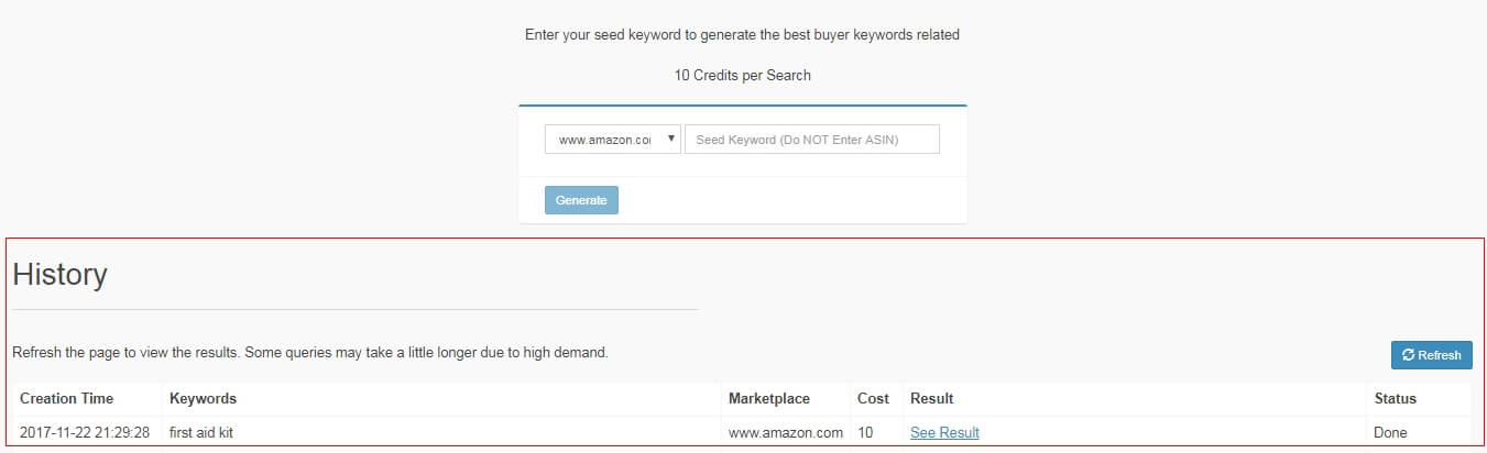 keyword history