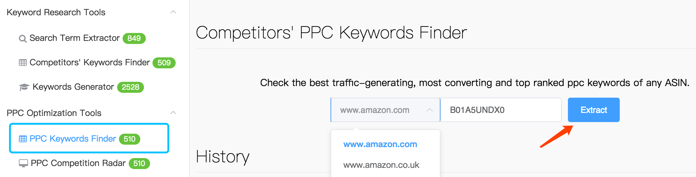 amzdatastudio ppc keyword finder