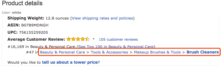 find the right amazon category